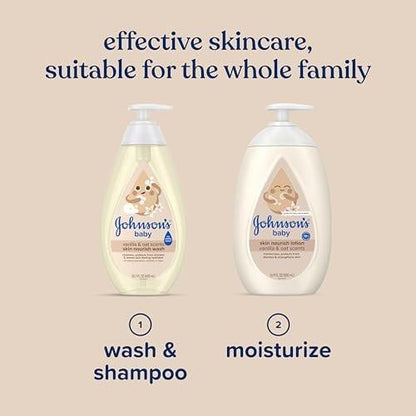 Johnson's Baby Hautpflegende Feuchtigkeits-Baby-Waschcreme, Vanille & Haferduft, Tränenfrei, Hypoallergen, 20,3 Fl. Oz
