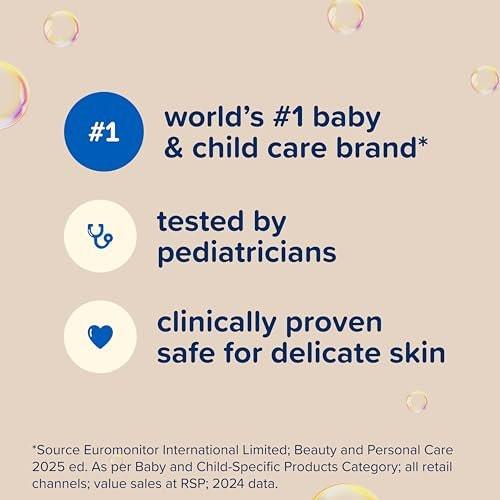 Johnson's Baby Hautpflegende Feuchtigkeits-Baby-Waschcreme, Vanille & Haferduft, Tränenfrei, Hypoallergen, 20,3 Fl. Oz