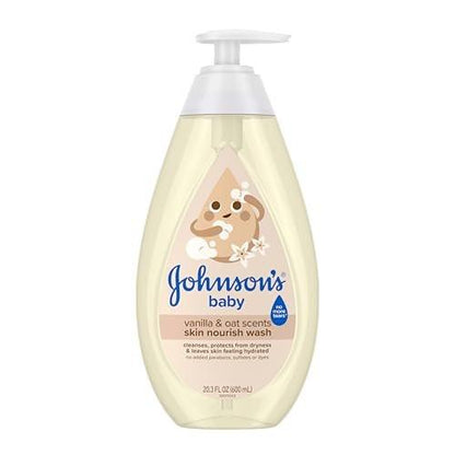 Johnson's Baby Hautpflegende Feuchtigkeits-Baby-Waschcreme, Vanille & Haferduft, Tränenfrei, Hypoallergen, 20,3 Fl. Oz
