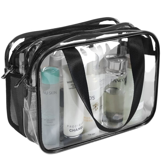 Auseibeely Klare Kulturbeutel für Damen und Herren - Große, tragbare, wasserdichte & transparente Kosmetiktasche mit Ablauflöchern, Flughafen-geeignet