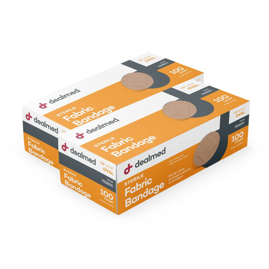 Dealmed Flexible Fabric Oval Spot Pflaster – 100 Stück (2er-Pack) – Latexfrei, nicht haftendes Pad, Wundversorgung für Erste-Hilfe-Set, 2,2 x 3,2 cm