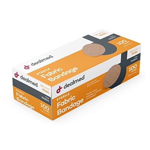 Dealmed Flexible Fabric Oval Spot Pflaster – 100 Stück (1 Packung) – Latexfrei, nicht klebendes Pad, Wundversorgung für Erste-Hilfe-Set, 2,2 cm x 3,2 cm