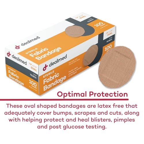 Dealmed Flexible Fabric Oval Spot Pflaster – 100 Stück (2er-Pack) – Latexfrei, nicht haftendes Pad, Wundversorgung für Erste-Hilfe-Set, 2,2 x 3,2 cm