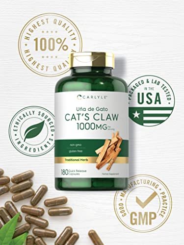 Carlyle Katzenkralle Kapseln 1000 mg | 180 Stück | Uncaria Tomentosa | Non-GMO, Glutenfrei