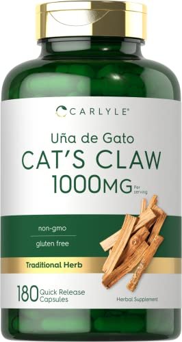 Carlyle Katzenkralle Kapseln 1000 mg | 180 Stück | Uncaria Tomentosa | Non-GMO, Glutenfrei
