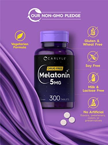 Carlyle Melatonin 5mg | 300 Tabletten | Schlafunterstützung | Vegetarisch, Nicht-GVO, Glutenfrei