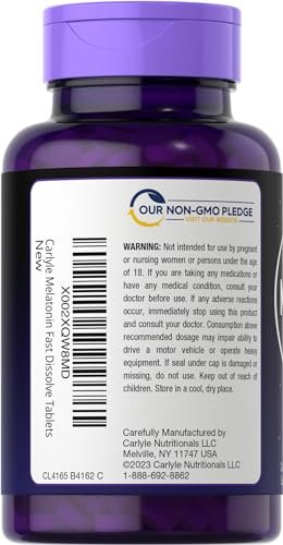 Carlyle Melatonin 3 mg Lutschtabletten zum schnellen Zerfall | 250 Tabletten | Niedrige Dosis & vegan, nicht-GVO, glutenfrei