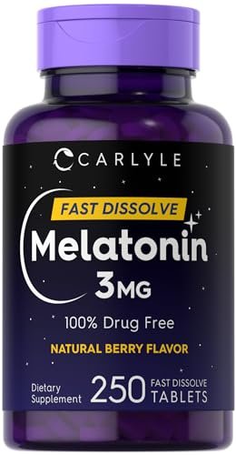 Carlyle Melatonin 3 mg Lutschtabletten zum schnellen Zerfall | 250 Tabletten | Niedrige Dosis & vegan, nicht-GVO, glutenfrei