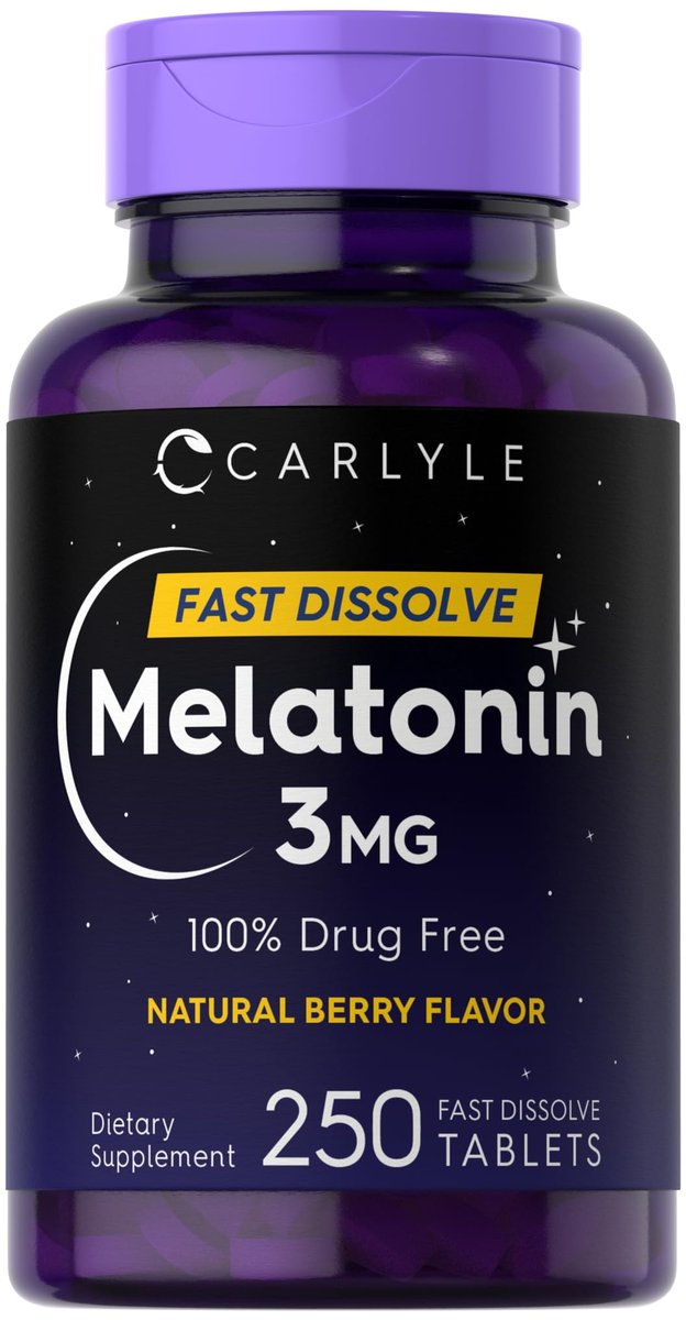Carlyle Melatonin 3 mg Lutschtabletten zum schnellen Zerfall | 250 Tabletten | Niedrige Dosis & vegan, nicht-GVO, glutenfrei
