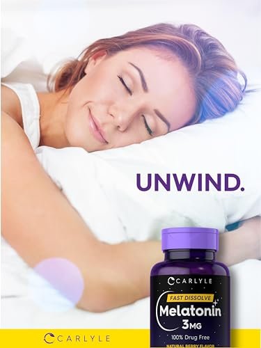 Carlyle Melatonin 3 mg Lutschtabletten zum schnellen Zerfall | 250 Tabletten | Niedrige Dosis & vegan, nicht-GVO, glutenfrei