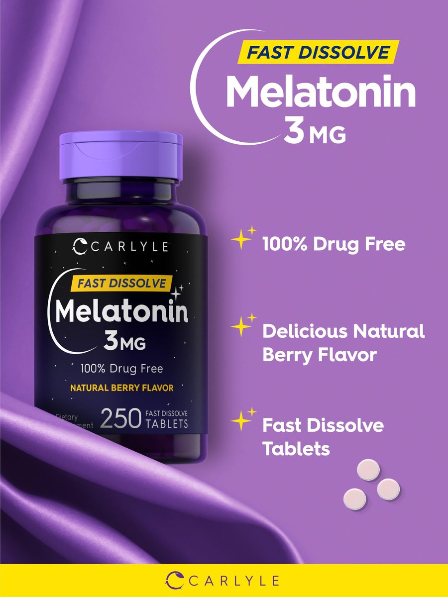 Carlyle Melatonin 3 mg Lutschtabletten zum schnellen Zerfall | 250 Tabletten | Niedrige Dosis & vegan, nicht-GVO, glutenfrei