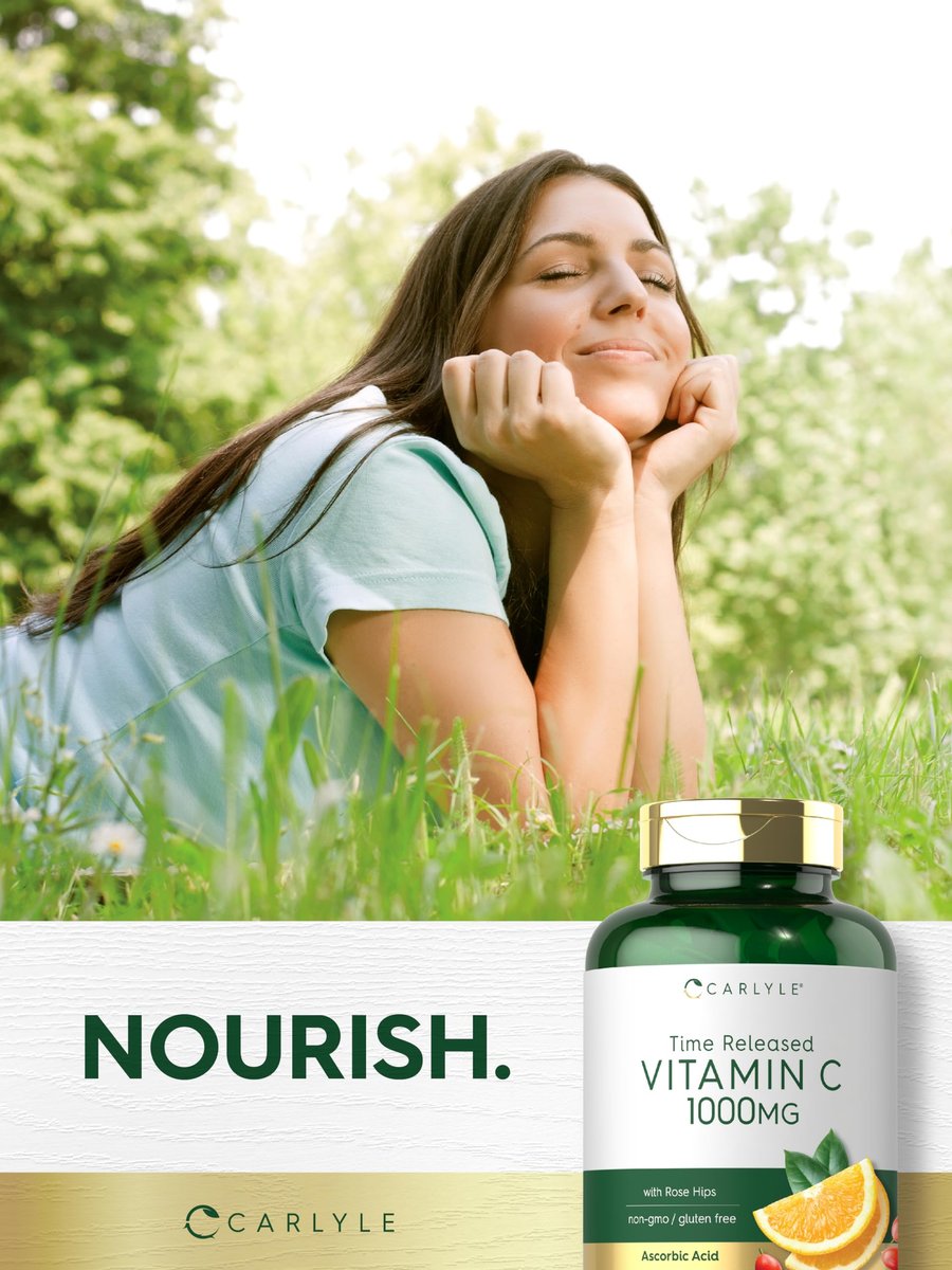 Carlyle Vitamin C 1000 mg mit Hagebutte – Zeitverzögerte Freisetzung, 120 vegetarische Kapseln, Nicht-GVO & Glutenfrei