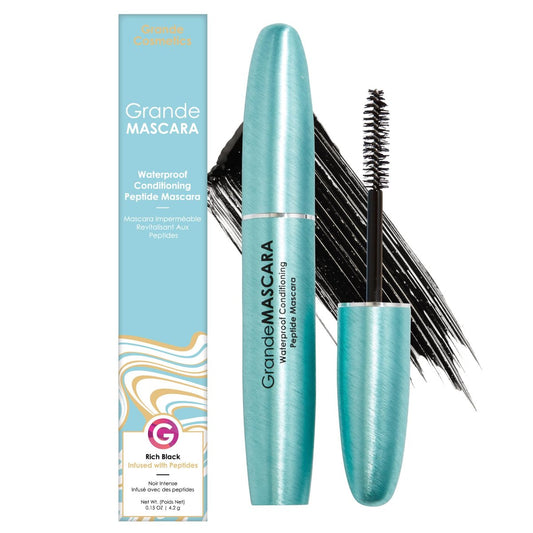 Grande Cosmetics GrandeMASCARA Waterproof Peptide Mascara – Für Volumen & Länge, wasserfest & klumpenfrei, wimpernverlängernd – Schwarz (0,20 oz)