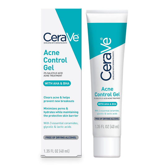 CeraVe Acne Control Gel – 2 % Salicylsäure Behandlung mit Glykolsäure + Milchsäure + Niacinamid, Akne-Gel hilft Unreinheiten zu klären ohne auszutrocknen, alkoholfrei & ölfrei, 40 ml