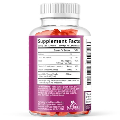 Apfelessig Gummibärchen 1000mg pro Portion – Zuckerfrei, Max Stärke ACV Gummis, Vitamin B12 unterstützt Stoffwechsel & Energie, Keto-freundlich, Vegan, 120 Gummis
