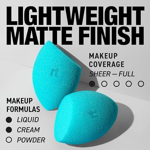 Real Techniques Miracle Airblend Schwamm – Mattierender Make-up-Schwamm für flüssige, cremige & pudrige Produkte, mittlere bis hohe Deckkraft, latexfrei, 1 Stück