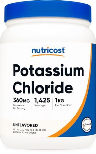 Nutricost Kaliumchlorid Pulver 1 kg – Glutenfrei, Nicht-GVO, Mineralstoffpräparat