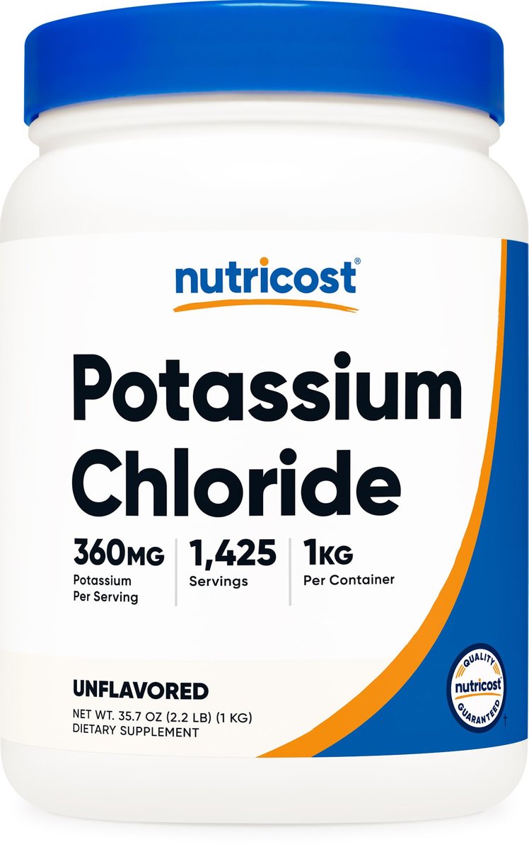 Nutricost Kaliumchlorid Pulver 1 kg – Glutenfrei, Nicht-GVO, Mineralstoffpräparat