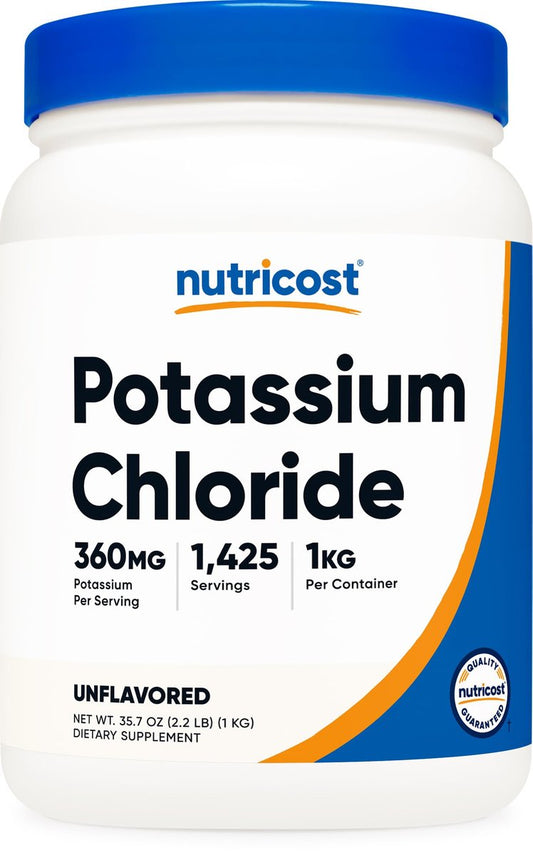 Nutricost Kaliumchlorid Pulver 1 kg – Glutenfrei, Nicht-GVO, Mineralstoffpräparat