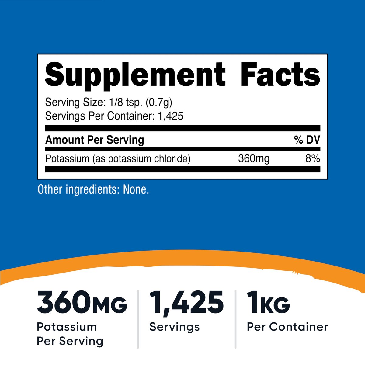 Nutricost Kaliumchlorid Pulver 1 kg – Glutenfrei, Nicht-GVO, Mineralstoffpräparat