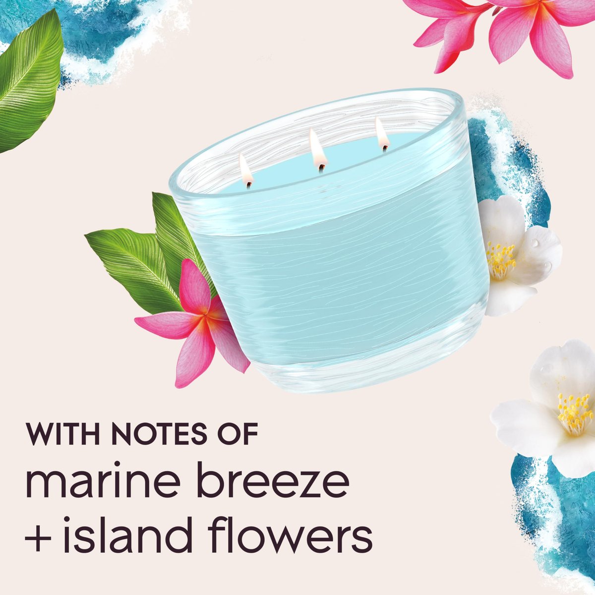 Glade Duftkerze Aqua Waves – 3er-Pack, 3-Docht-Kerze mit ätherischen Ölen, 6,8 oz pro Kerze