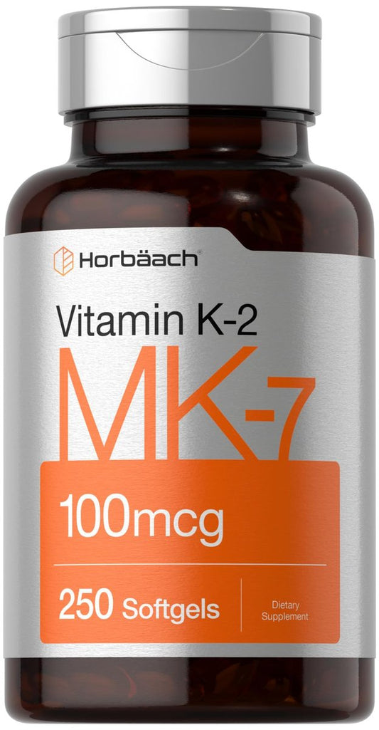 Horbäach Vitamin K2 MK7 100mcg | 250 Softgels | Nicht-GVO, Glutenfrei