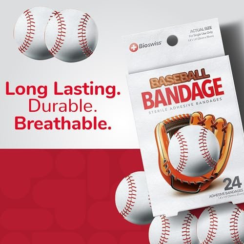 BioSwiss Baseball-förmige selbstklebende Pflaster, 24 Stück, Latexfrei, Sterile Wundversorgung