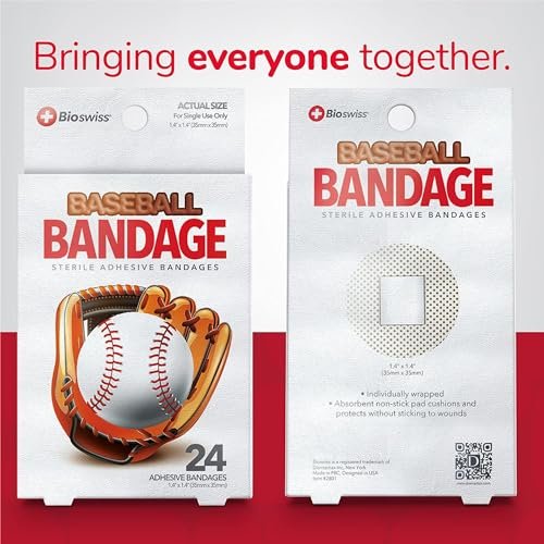 BioSwiss Baseball-förmige selbstklebende Pflaster, 24 Stück, Latexfrei, Sterile Wundversorgung