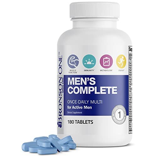 Bronson ONE Daily Men’s Complete Multivitamin Multimineral Once-Daily Multi für aktive Männer, 180 Tabletten