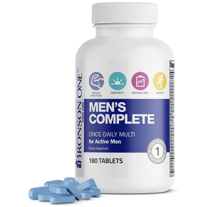 Bronson ONE Daily Men’s Complete Multivitamin Multimineral Once-Daily Multi für aktive Männer, 180 Tabletten