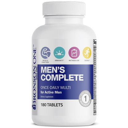 Bronson ONE Daily Men’s Complete Multivitamin Multimineral Once-Daily Multi für aktive Männer, 180 Tabletten