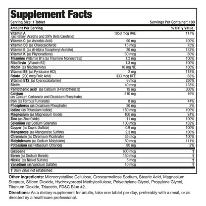 Bronson ONE Daily Men’s Complete Multivitamin Multimineral Once-Daily Multi für aktive Männer, 180 Tabletten