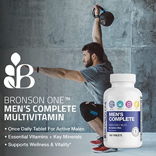 Bronson ONE Daily Men’s Complete Multivitamin Multimineral Once-Daily Multi für aktive Männer, 180 Tabletten