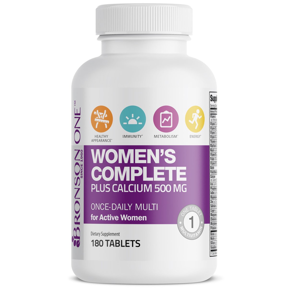 Bronson ONE Daily Frauen Multivitamin Komplett – Tägliches Multimineral für aktive Frauen, 180 Tabletten