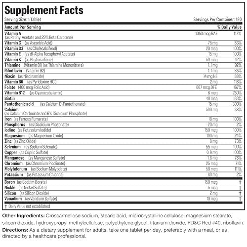 Bronson ONE Daily Frauen Multivitamin Komplett – Tägliches Multimineral für aktive Frauen, 180 Tabletten