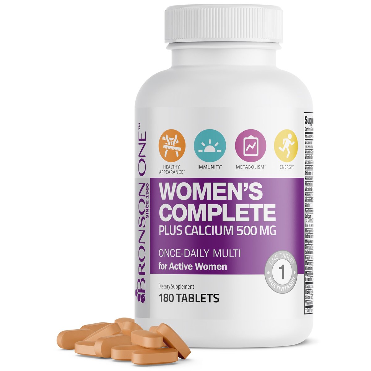 Bronson ONE Daily Frauen Multivitamin Komplett – Tägliches Multimineral für aktive Frauen, 180 Tabletten