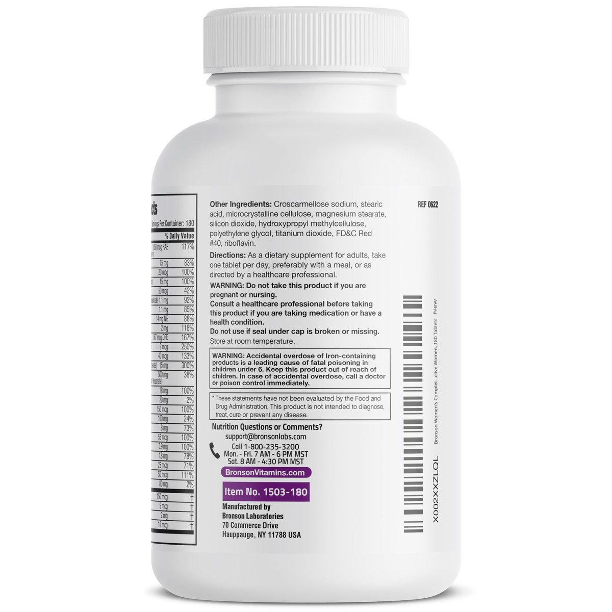 Bronson ONE Daily Frauen Multivitamin Komplett – Tägliches Multimineral für aktive Frauen, 180 Tabletten