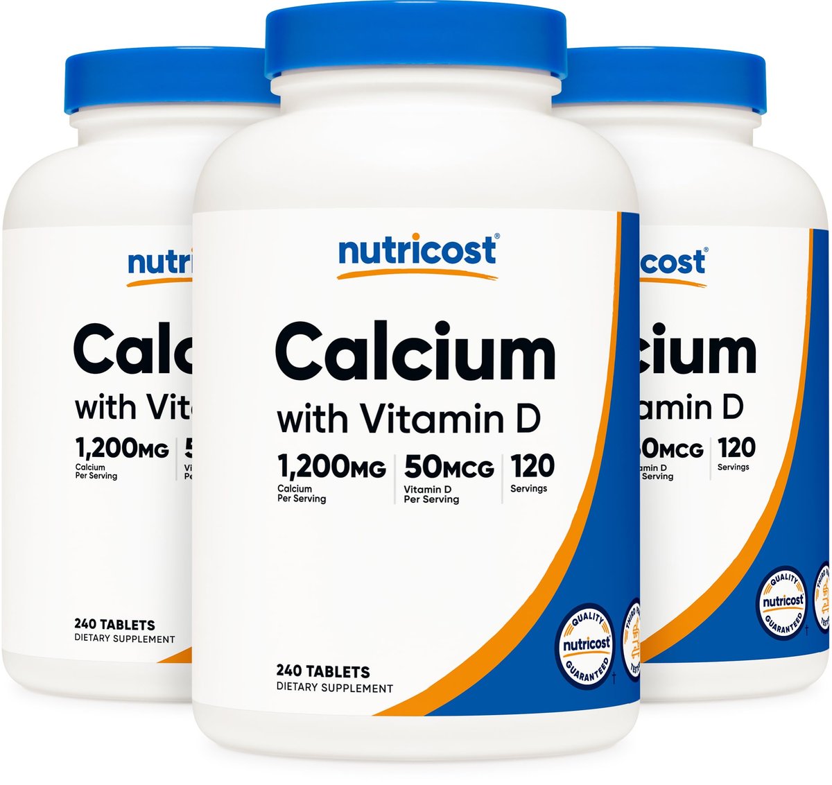 Nutricost Calcium mit Vitamin D, 240 Tabletten - Calcium (1200 mg) + Vitamin D (50 µg) pro Portion - Non-GMO, Glutenfrei