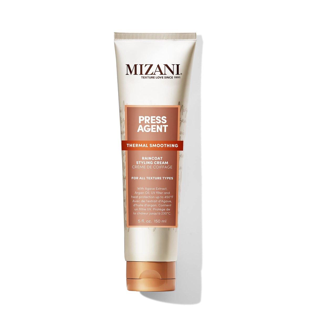 Mizani Press Agent Raincoat Styling Cream – Feuchtigkeitsspendende Hitzeschutzcreme für trockenes & frizziges Haar mit Arganöl, 5 Fl Oz