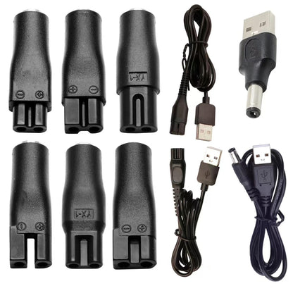 5V USB-Netzteil Ersatz-Ladekabel für Haarschneider, Rasierer, Luftreiniger, Tischlampen und mehr – 5521 Adapter, HQ8505, A00390, schwarz, 9-teiliges Set