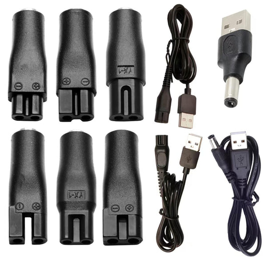 5V USB-Netzteil Ersatz-Ladekabel für Haarschneider, Rasierer, Luftreiniger, Tischlampen und mehr – 5521 Adapter, HQ8505, A00390, schwarz, 9-teiliges Set