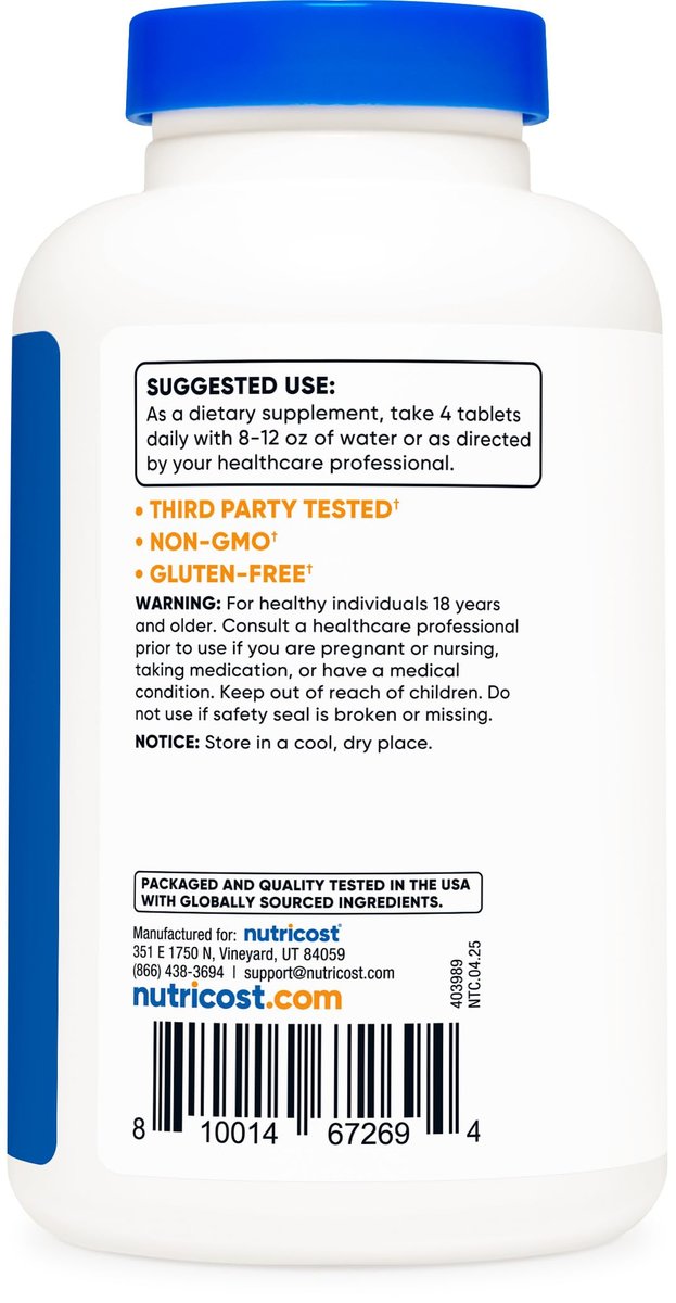 Nutricost Calcium & Magnesium Carbonat 240 Tabletten, 1200mg Ca & 150mg Mg pro Portion, 60 Portionen - Glutenfrei, Non-GMO