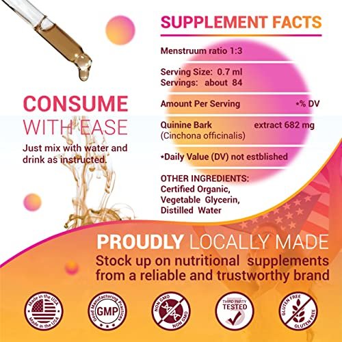 HERBALICIOUS Chinin-Flüssigextrakt 60ml – Natürliche Hilfe bei Restless Legs Syndrom, Wadenkrämpfen & Verdauung – Cinchona Officinalis Rinden Tinktur für Krämpfe, Immunsystem & Wohlbefinden