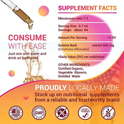 HERBALICIOUS Chinin-Flüssigextrakt 60ml – Natürliche Hilfe bei Restless Legs Syndrom, Wadenkrämpfen & Verdauung – Cinchona Officinalis Rinden Tinktur für Krämpfe, Immunsystem & Wohlbefinden