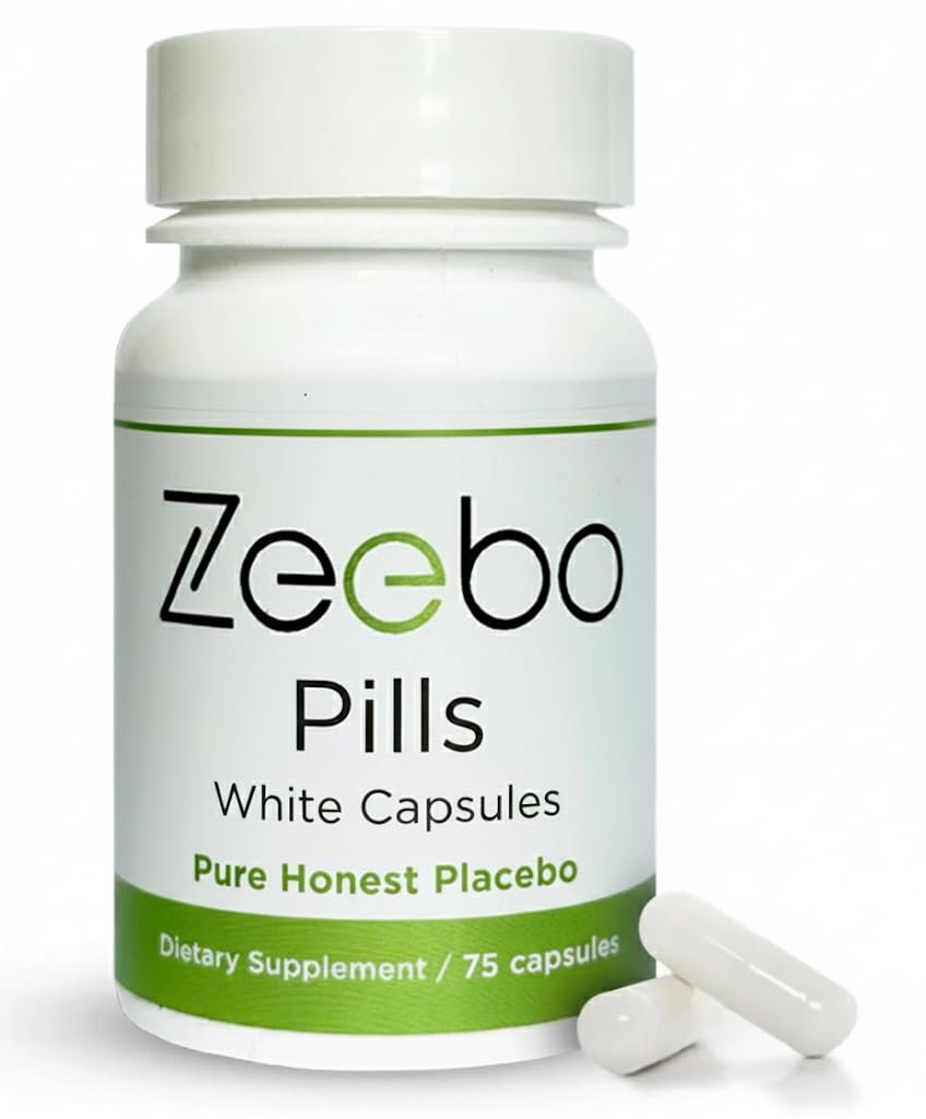 Zeebo - Weiße Kapseln Placebo-Pillen, Ohne Logo, Inert, Größe 2, 75 Vegane Kapseln, Laktosefrei, Zuckerfrei, Ohne Künstliche Farbstoffe für Kinder, Erwachsene, Senioren