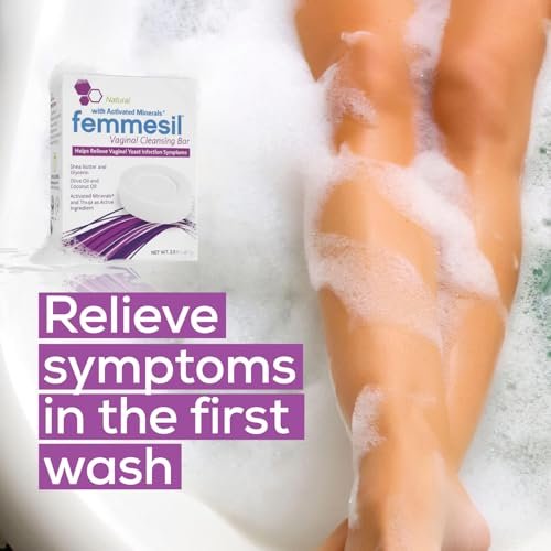 Femmesil Vaginaler Antimykotika-Seife gegen Hefepilzinfektionen für Frauen, vaginaler Juckreiz und Reizungen, dermatologisch getestet & hypoallergen zertifiziert. All-natürliche Vaginalseife (75 g)