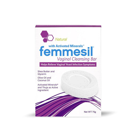 Femmesil Vaginaler Antimykotika-Seife gegen Hefepilzinfektionen für Frauen, vaginaler Juckreiz und Reizungen, dermatologisch getestet & hypoallergen zertifiziert. All-natürliche Vaginalseife (75 g)