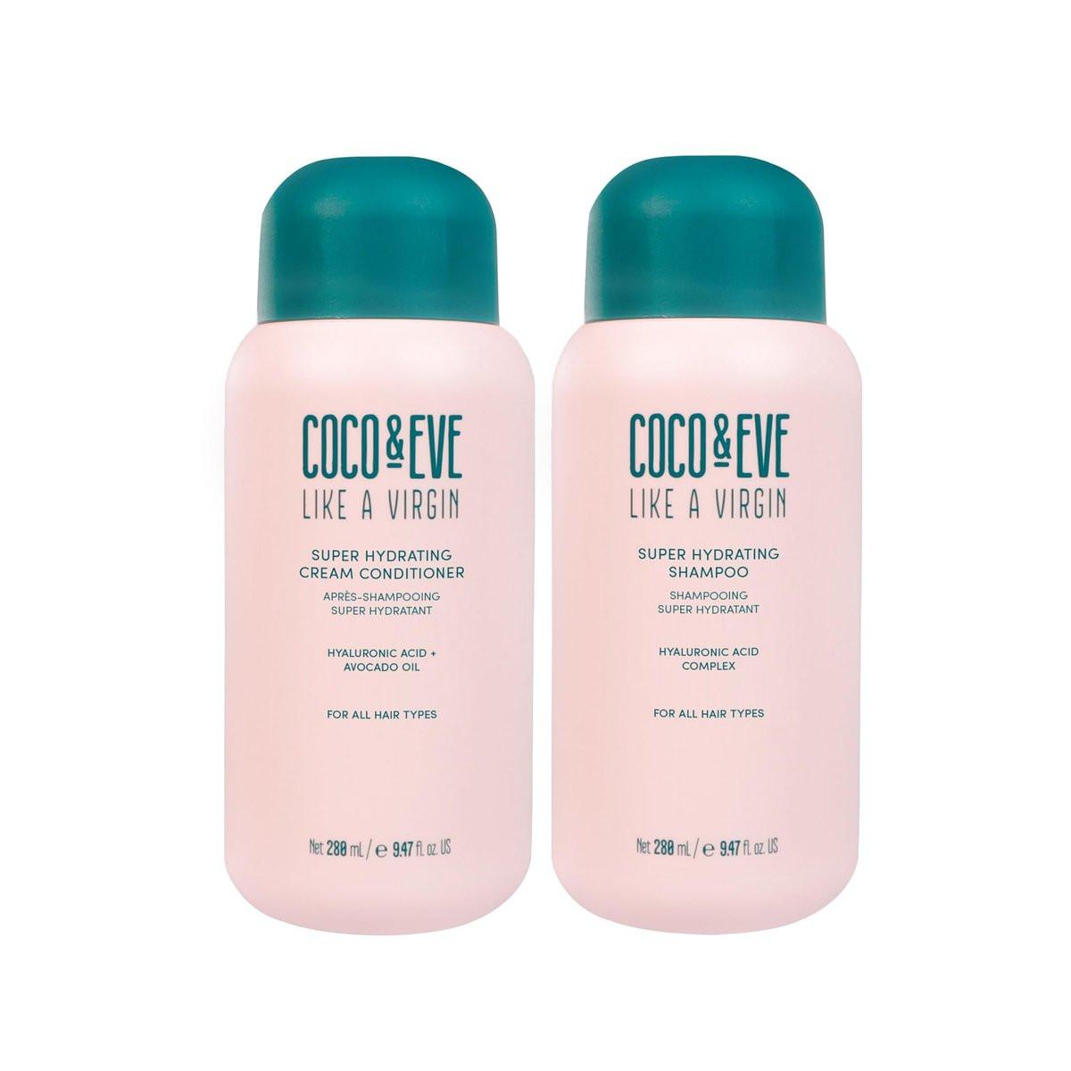 Coco & Eve Like a Virgin Shampoo & Conditioner Bundle – Sulfatfreie Haarpflege mit Arganöl, Kokos- und Avocadoöl für trockenes, geschädigtes und coloriertes Haar, Anti-Frizz (2 × 250 ml)