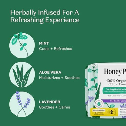 The Honey Pot Company - Kräuterpads für Frauen - Bio Inkontinenz Tagespads mit Flügeln. Angereichert mit ätherischen Ölen für kühlenden Effekt & Postpartum Essentials - Damenhygiene - 16 Stk.