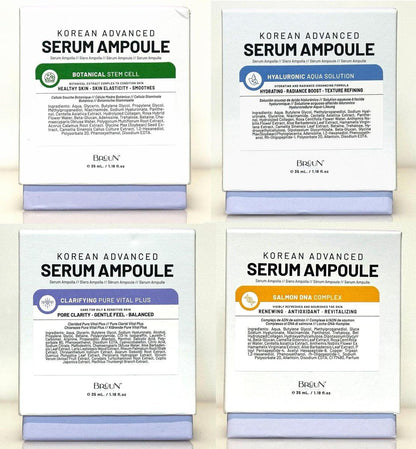 BRÜUN Advance Microneedling Korean Serum - Set mit 4 verschiedenen Booster-Ampullen für Gesicht und Körper (AC + SC + SD + HY Control Serums) – Verwendung mit oder ohne Dr. Pen
